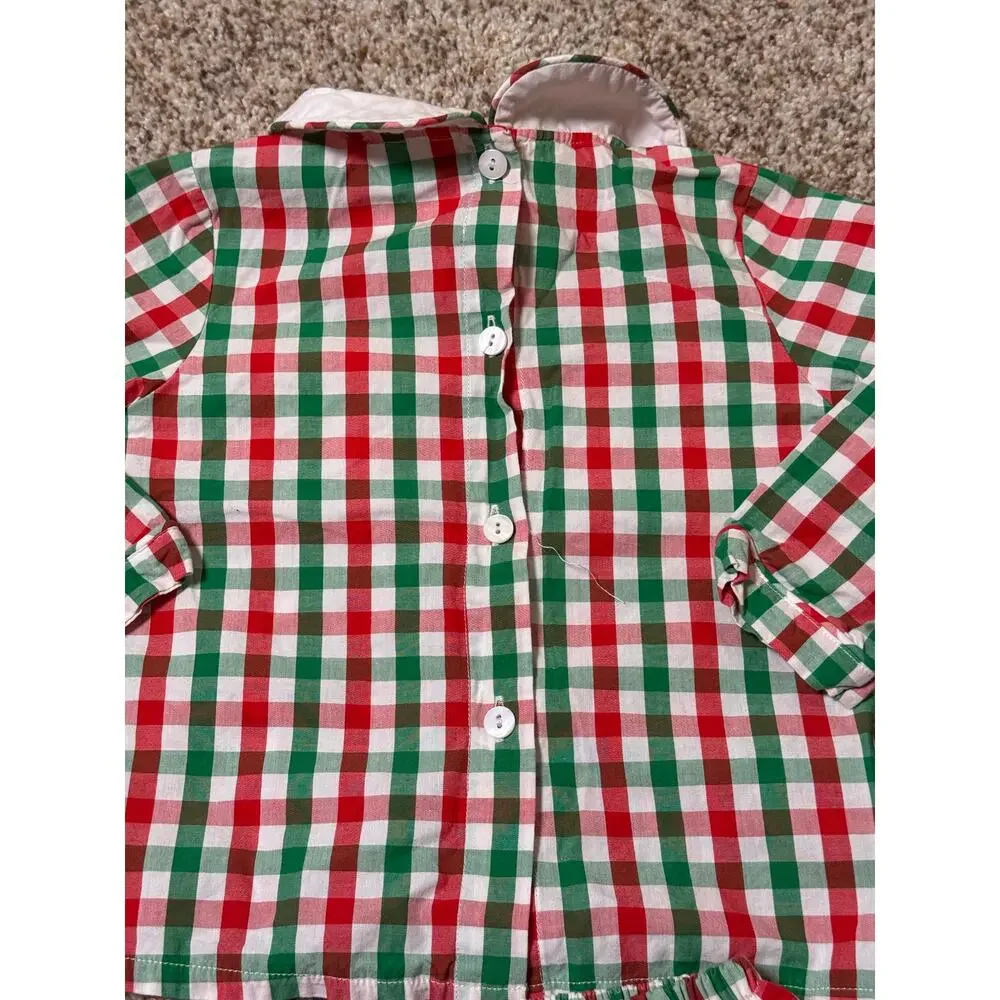 Eliza James Christmas Smocked Gingham Set Red Truck 24M Top Diaper Cover